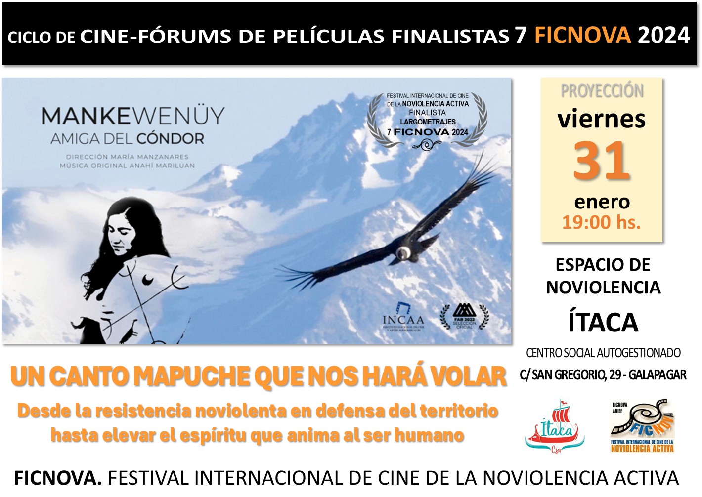 Cartel MANKEWENÜY en ITACA